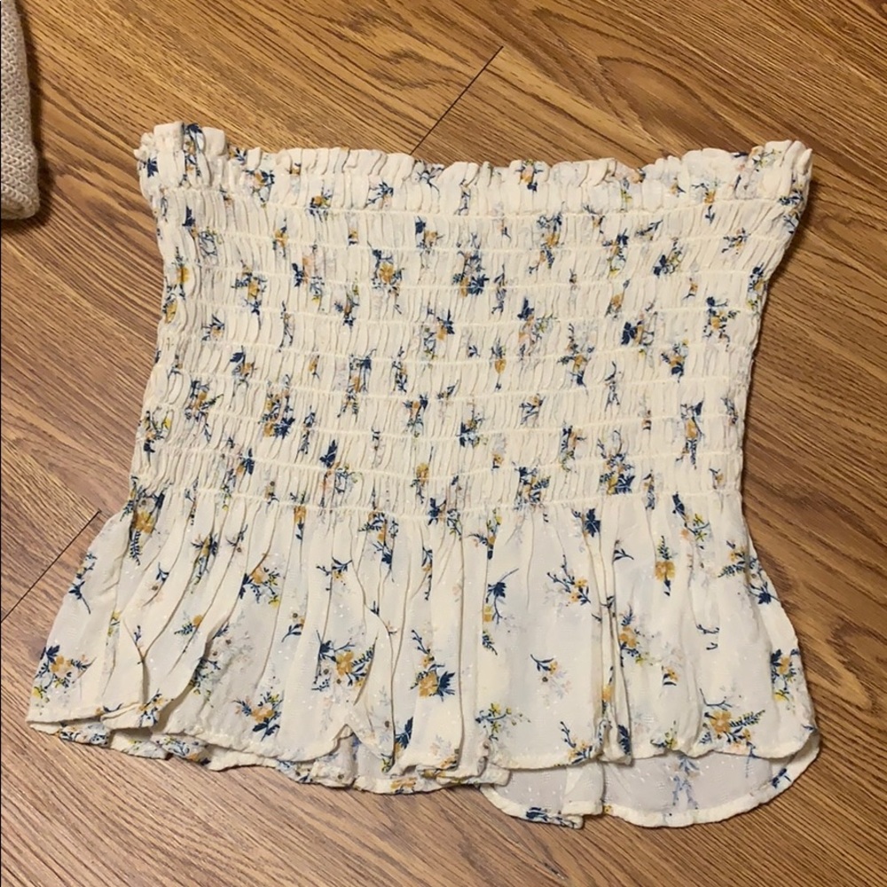 American Eagle Floral Ruffled Tube Top